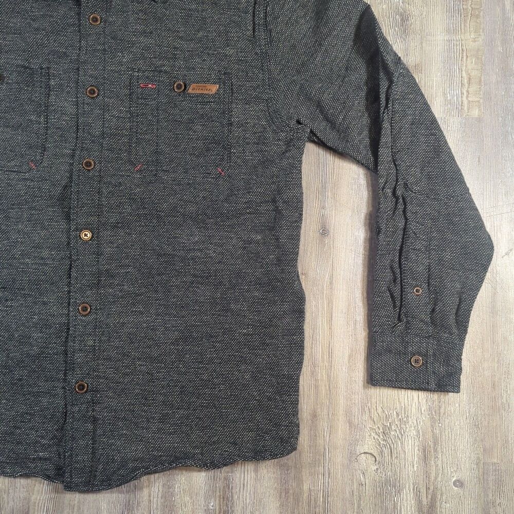 Genuine Dickies Shirt Mens Size Medium Heavyweight Tweed Grey Long Sleeve - Picture 4 of 15